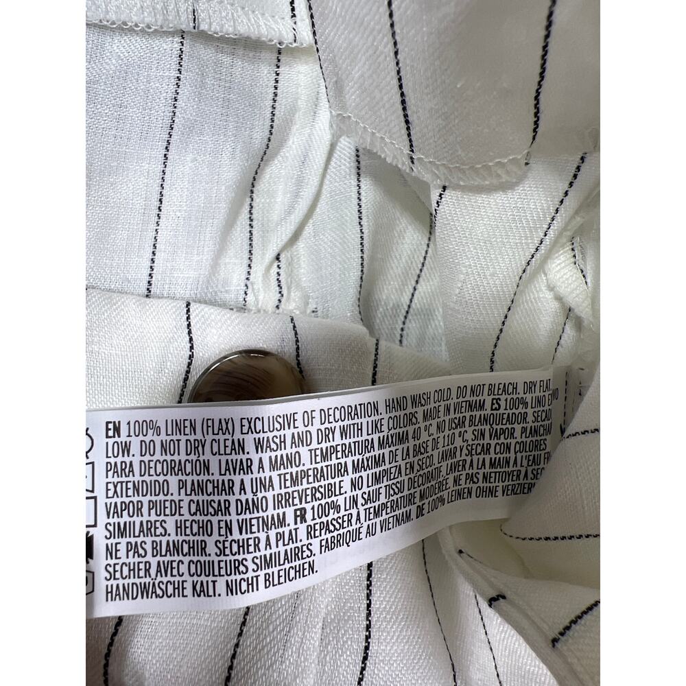 Forever 21 Plus 0x Linen Stripe Midi Skirt Tie Waist Button Front NWT - Picture 9 of 9